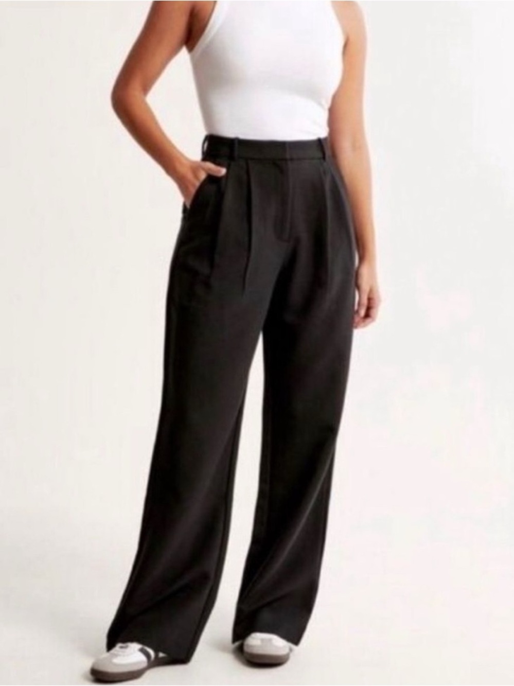 Abercrombie & Fitch Curve Love Tailored Sloane Trouser Pant | Black | 32 Long